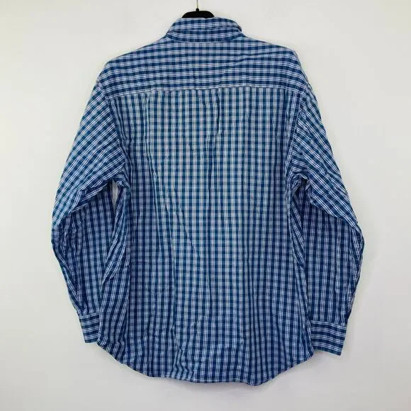Gap Men's Medium Shirt Blue White Plaid Long Sleeve Cotton Button Up AT1 - Picture 5 of 5